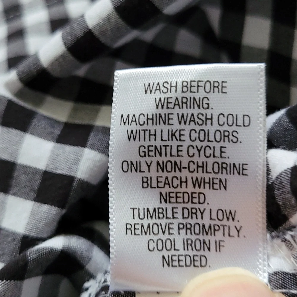 Croft & Barrow Black and White Checkered Button Down Shirt - Picture 7 of 7